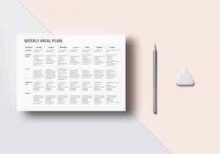 Meal plan Mockup