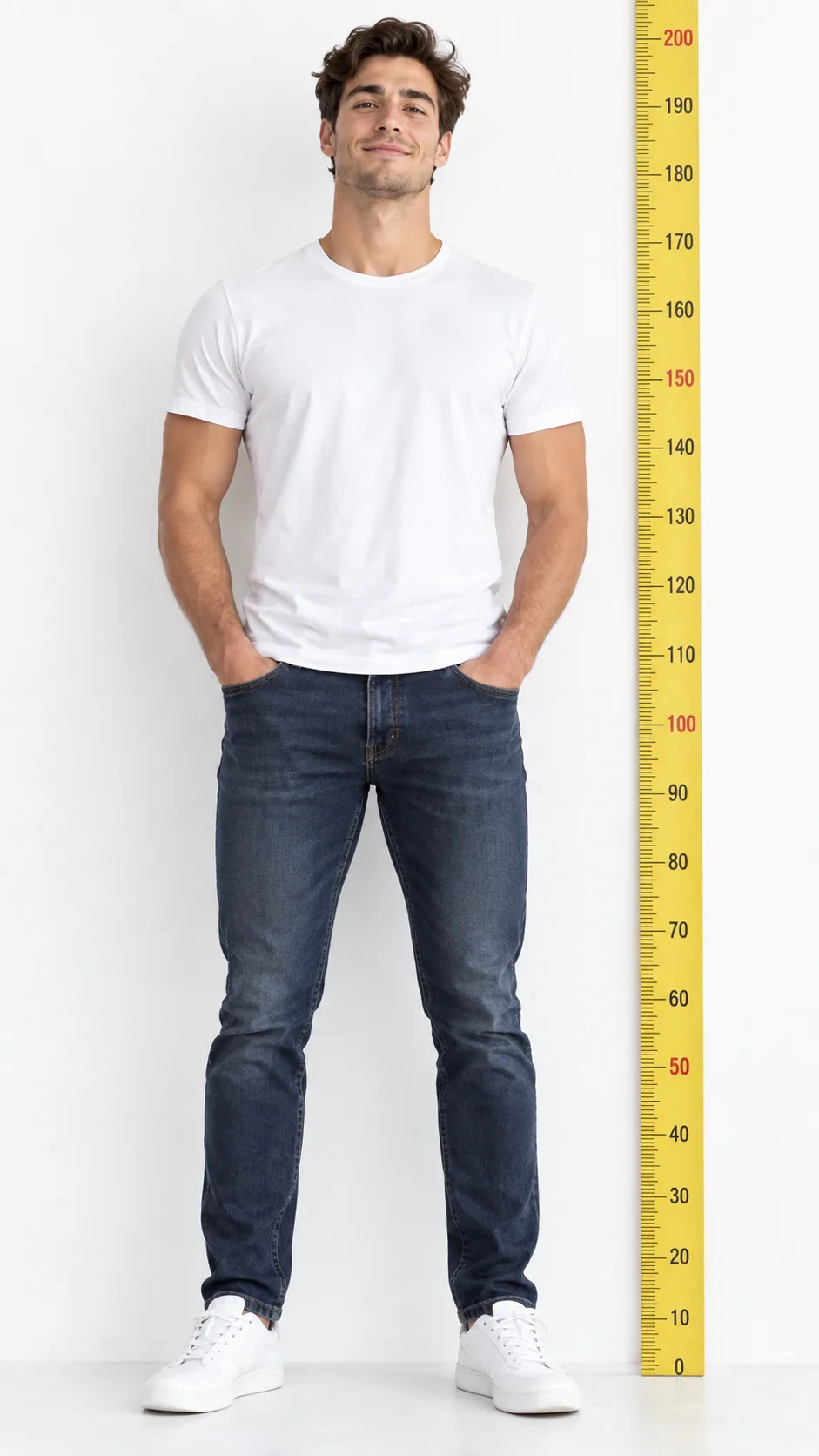 How to Increase Height After 18 Years: 9 Science-Backed Methods That Actually Work 1 A young adult male standing tall with confident posture against a clean white background, measuring tape beside him, natural lighting, photorealistic style