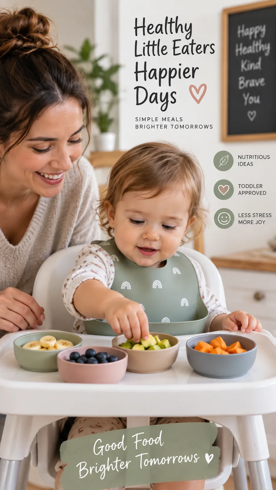 Toddler Meal Prep for the Week: Simple Ideas That Actually Get Eaten 4 A toddler in a high chair reaching for food from small bowls on a tray, parent