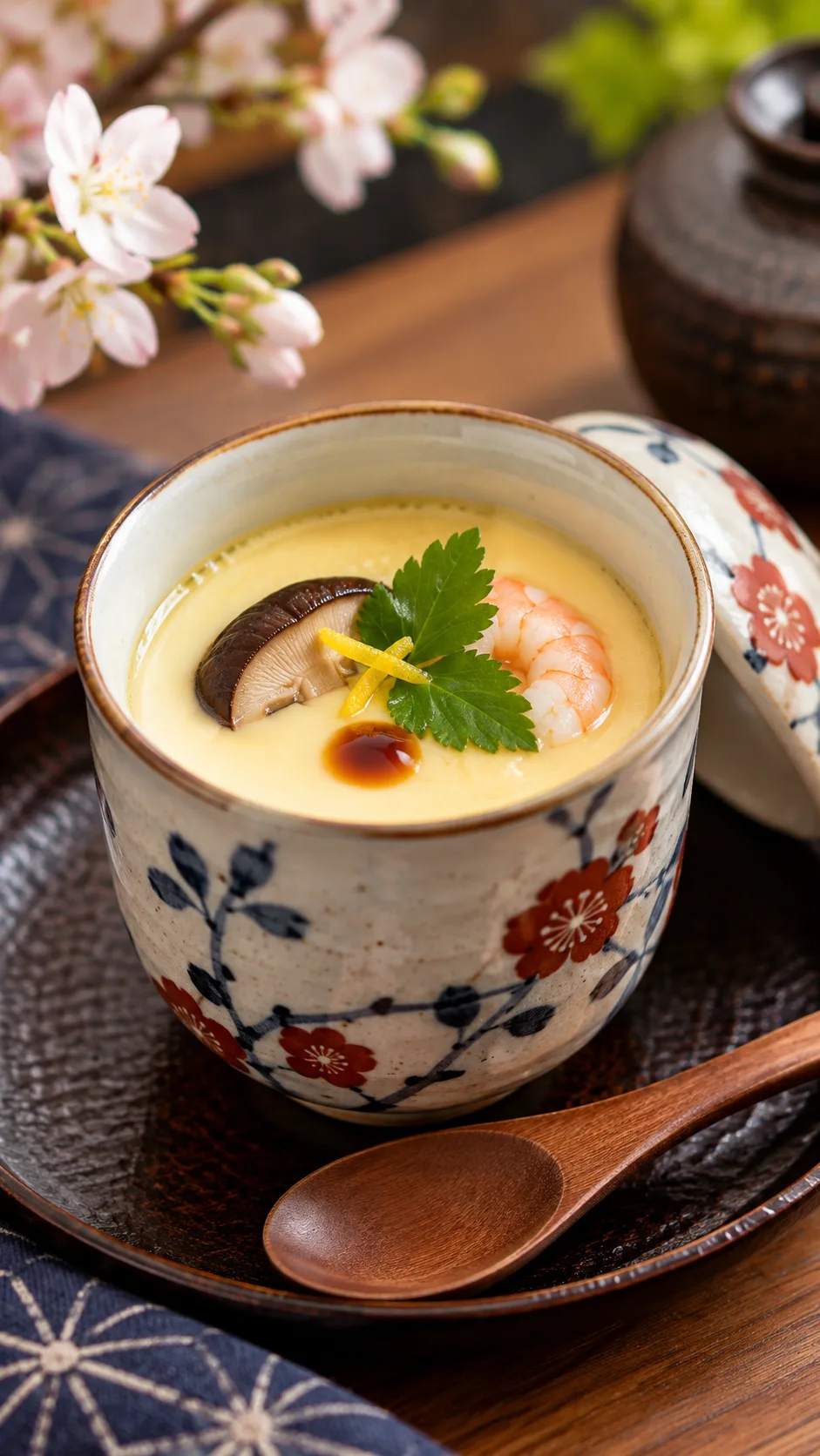 Soft Food Diet Meals That Are Actually Satisfying (Not Just Mashed Potatoes) 2 A delicate Japanese chawanmushi savory egg custard in an elegant ceramic cup, garnished with a tiny drop of soy glaze